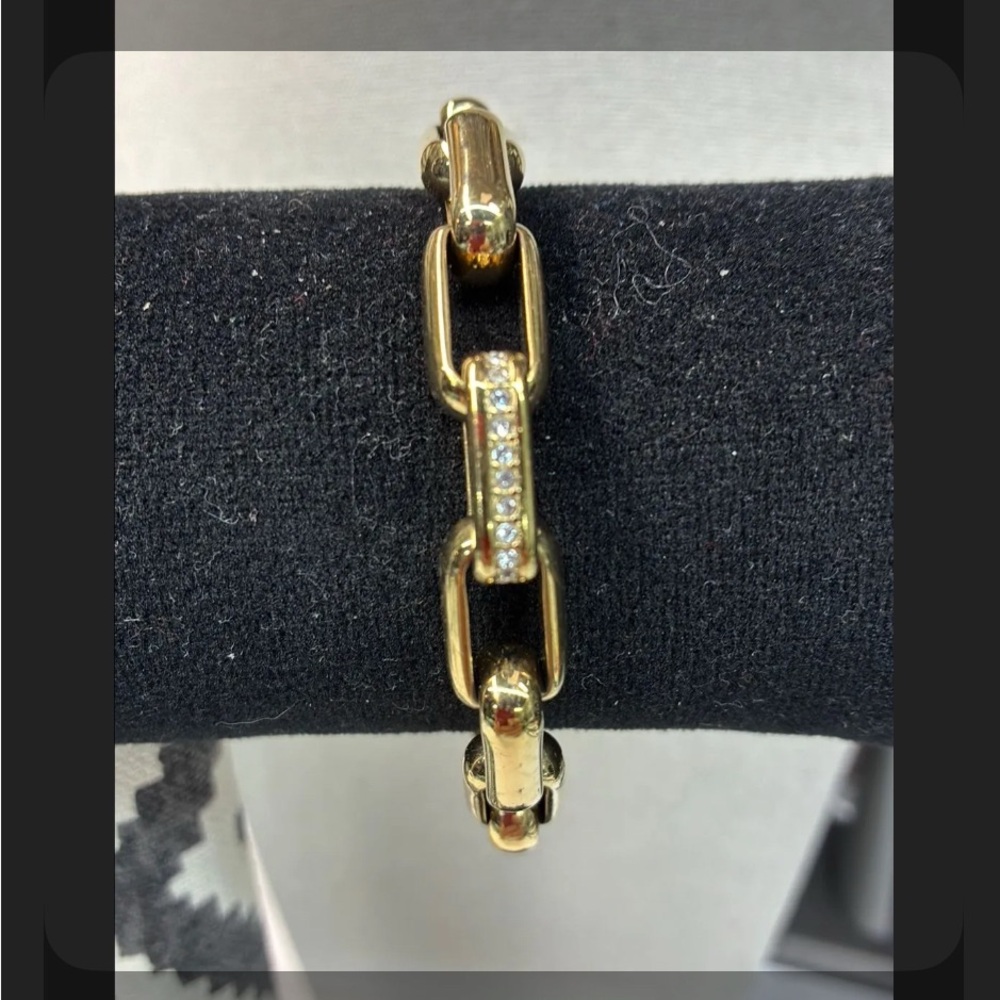 Fossil Gold Chain Bracelet with Crystal Accents